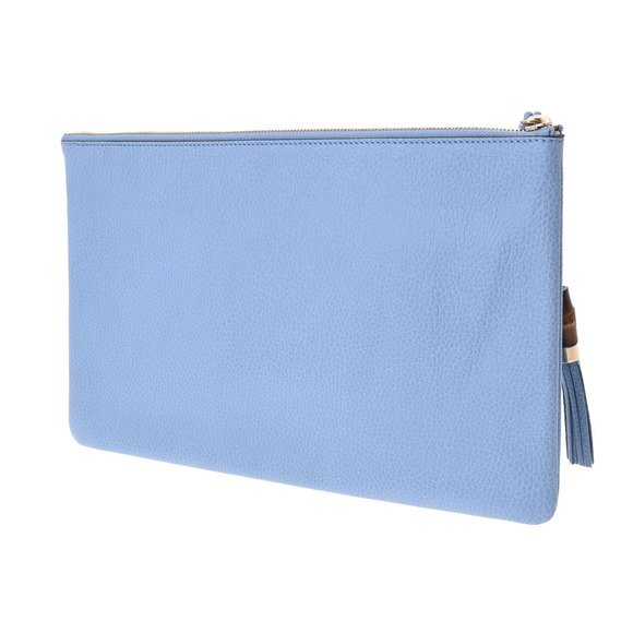 Gucci Handbags - Gucci Bag Blue Clutch Leather Bamboo